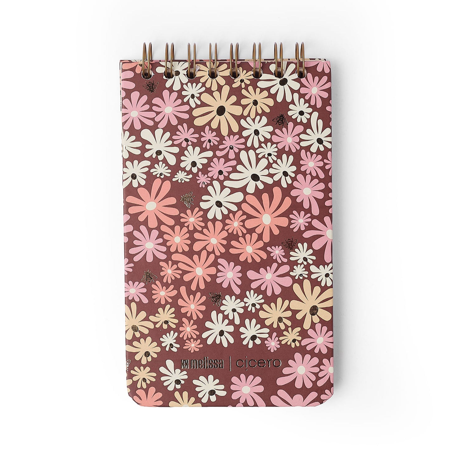 Bloco Wire-o - Cícero - Melissa Mini Bloomy Chocolate - Pautado 12x20 80Fls