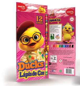 Lápis de Cor 12 Cores Molin Ducks - Estampas Sortidas