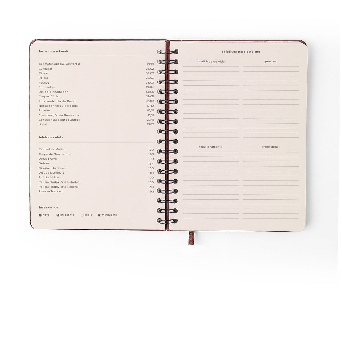 Agenda Planner Wire-o 2027 - Cícero - Veredas Marrom - Semanal Planejamento 17x24 - em uso