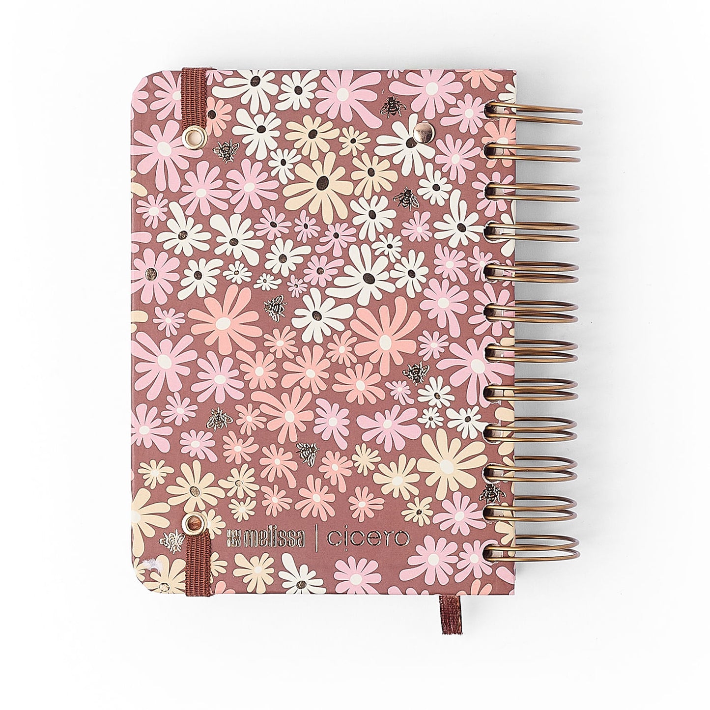Agenda Planner Wire-o 2027 - Cícero - Melissa Mini Bloomy Chocolate - Diária 11,5x16