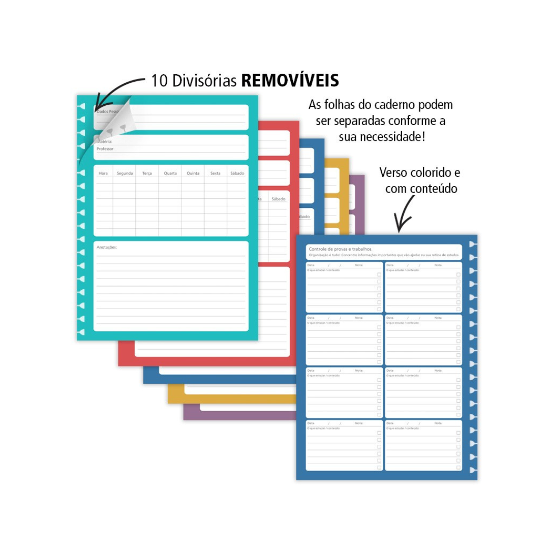 Caderno Colegial - Fina Ideia - Buquê - 10 Matérias