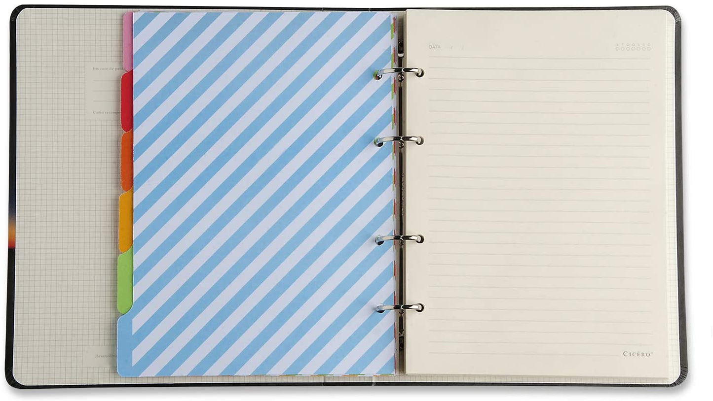 Caderno Criativo Argolado 17x24 Pautado - Cícero - Azul Pastel