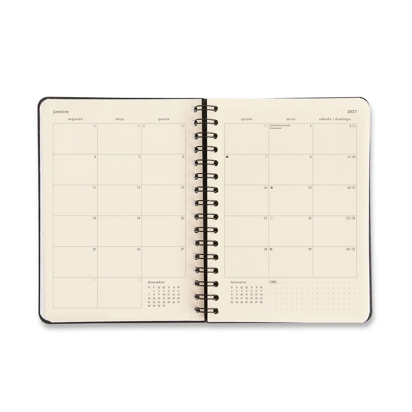 Agenda Planner Wire-o 2027 - Cícero - Clássica Caramelo - Semanal Anotações A5