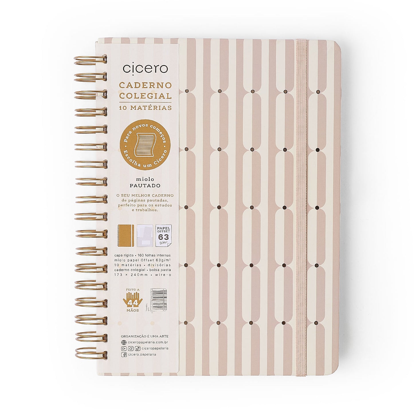 Caderno Espiral - Cícero - Veredas Gelo - Pautado 17x24 10 Matérias 160 Fls