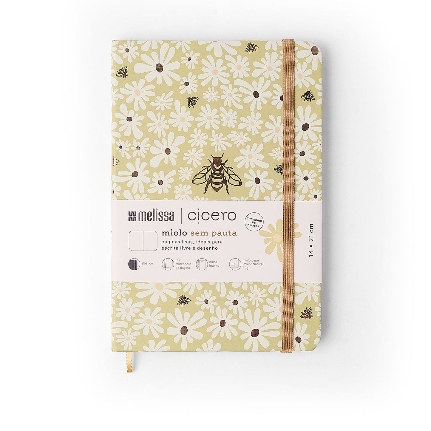 Caderneta - Cícero - Melissa Mini Bloomy Pistache - Sem Pauta 14x21