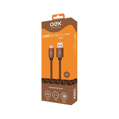 Cabo USB Tipo C - Oex - Ristretto Couro Café