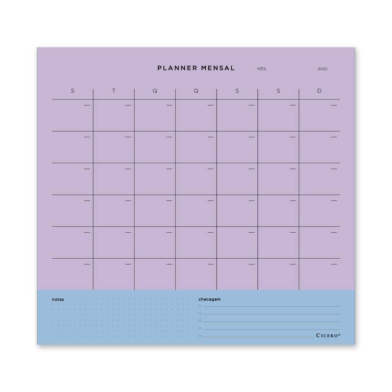 Planner Permanente Mensal - Cícero - Pastel Block 29,7 x 27cm