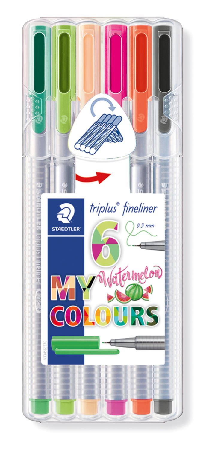 Caneta Fineliner - Staedtler - 0,3mm - 6 Cores Triplus Watermelon