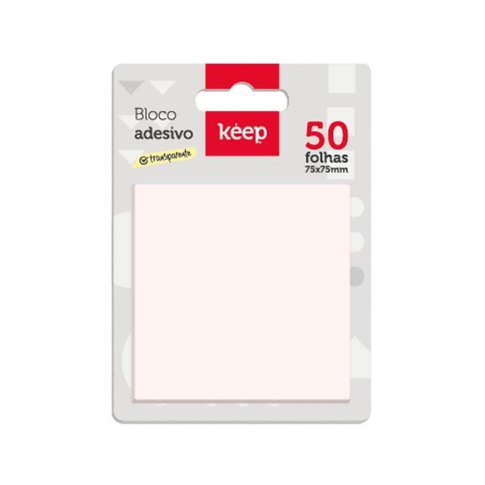 Bloco Adesivo - Keep - Transparente 75x75mm 50FL