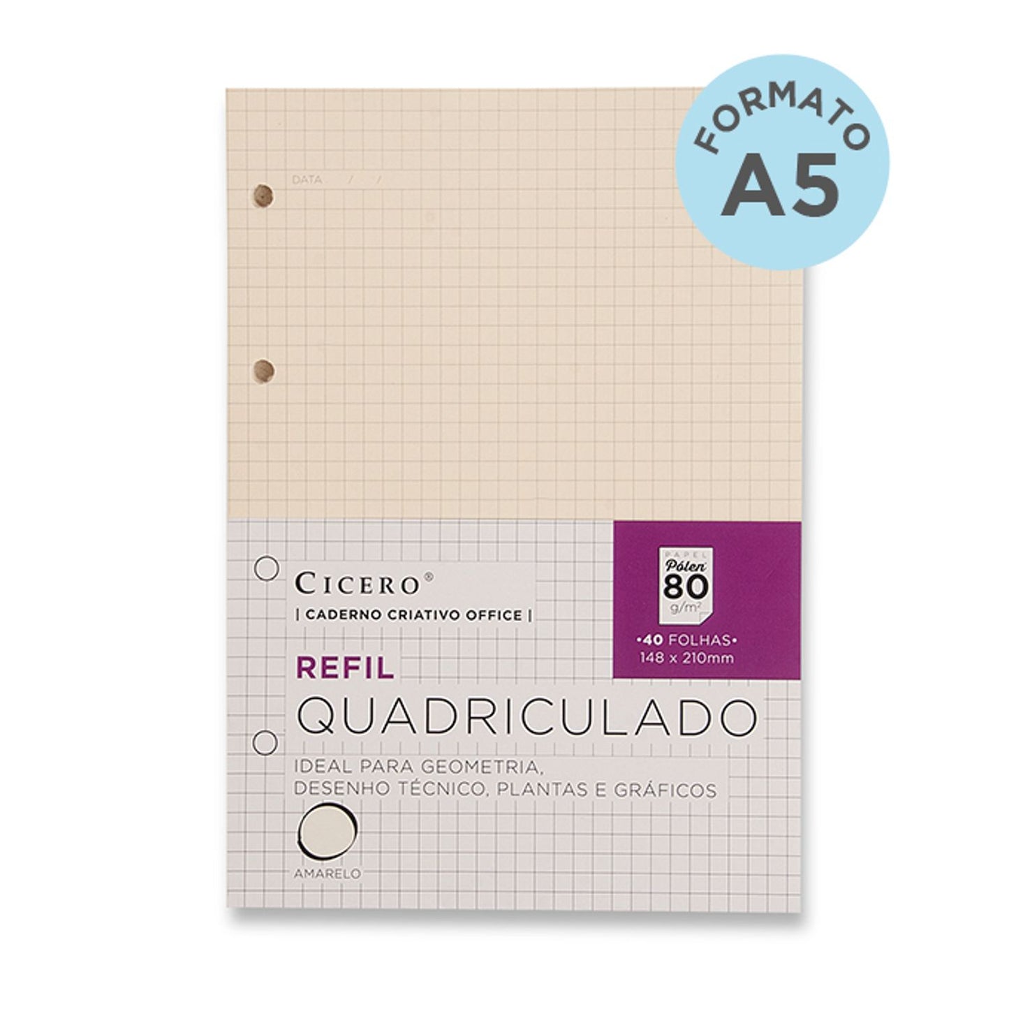 Kit Refil Caderno Criativo A5 Cícero - Pautado, Pontado, Quadriculado e Sem Pauta