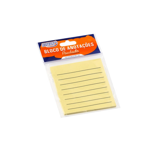 Bloco Adesivo - BRW - Smart Notes Pautado Amarelo 76x76mm 50 Folhas