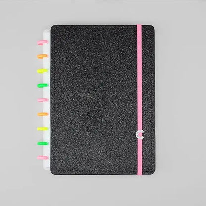 Caderno Médio- Caderno Inteligente - Let's Glitter Neon Black 80 Folhas 90g/m²