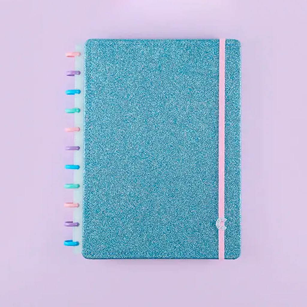 Caderno Grande - Caderno Inteligente - Let's Glitter Ocean Blue 80 Folhas 90g/m²