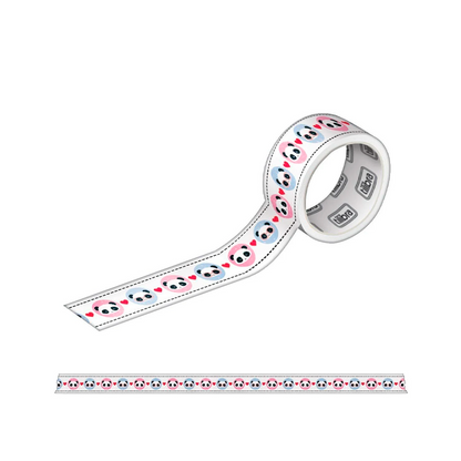 Mini Washi Tape - Tilibra - Panda 5 Rolos 12mmx3m c/ Dispenser