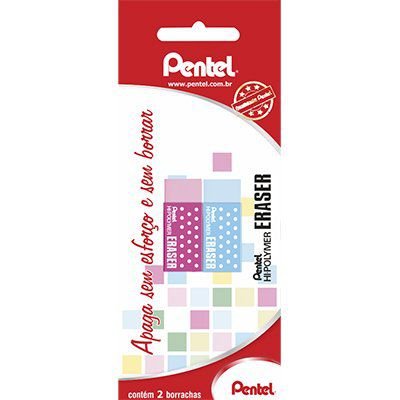 Borracha Pentel Hi-Polymer Rosa e Azul