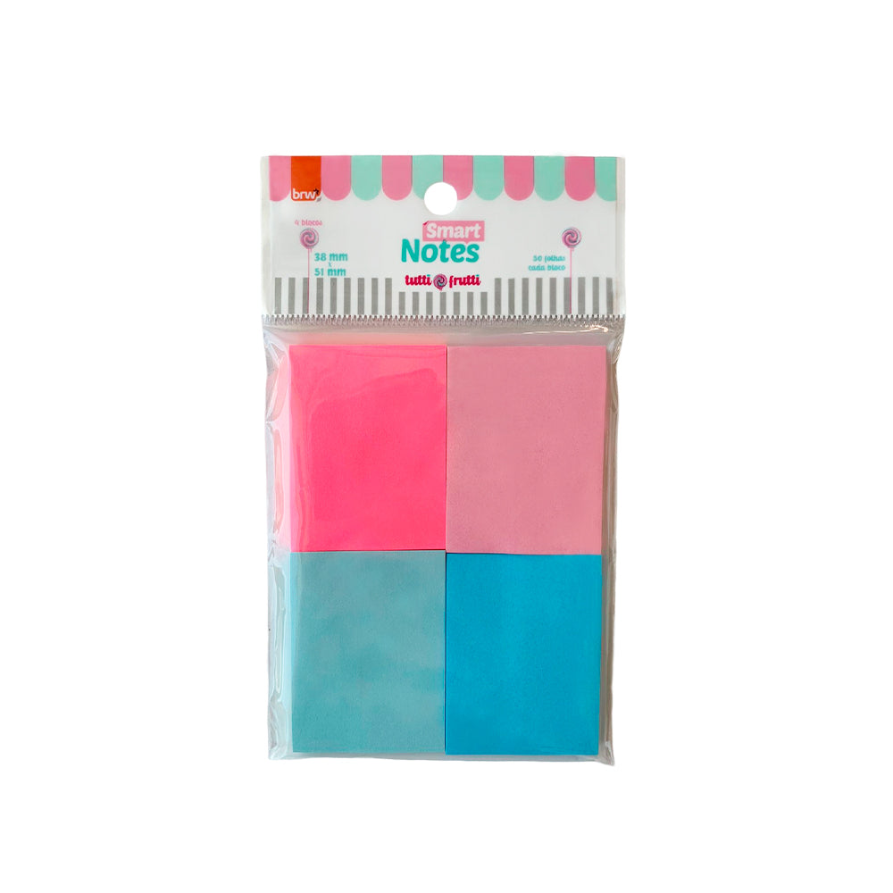 Bloco Adesivo Smart Notes - BRW - Tutti-Frutti 4 Blocos 38x51mm 50 Folhas