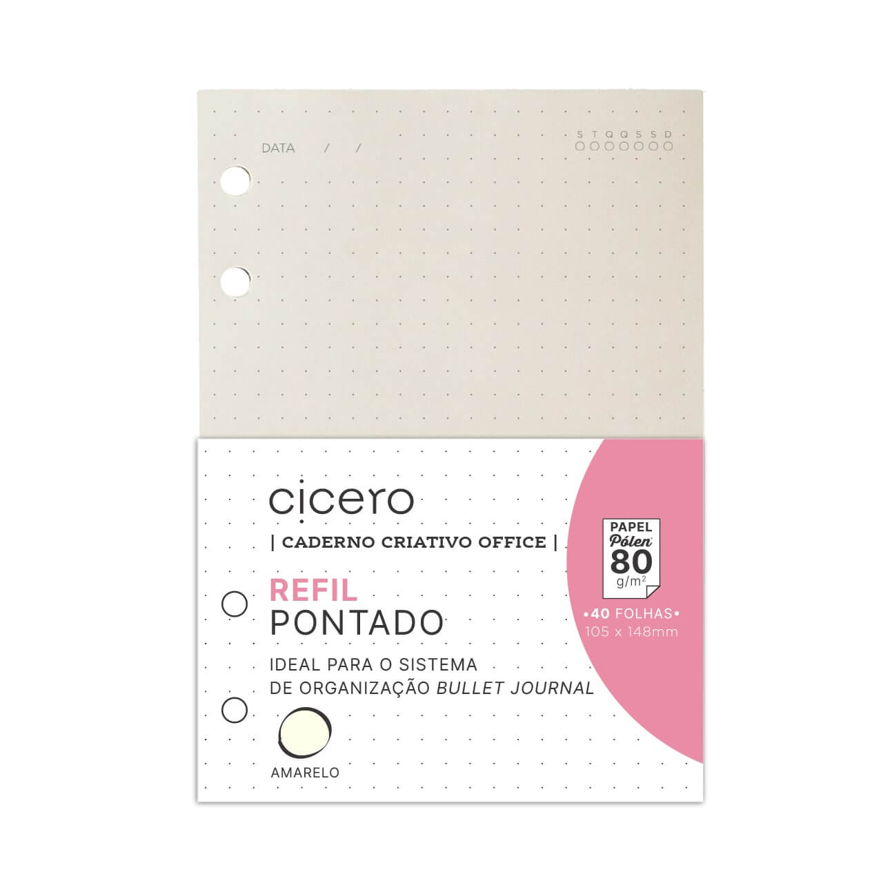 Refil Caderno Argolado - Cícero - Pontado 40 folhas Pólen 80g A6