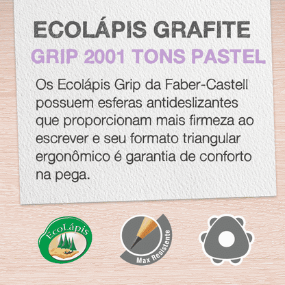 Lápis Eco - Faber-Castell - Grip 2001 Tons Pastel