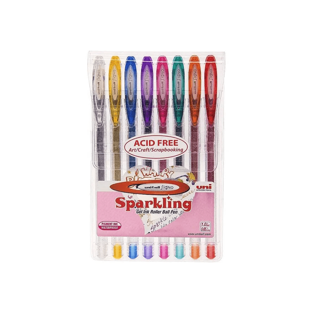 Caneta Gel - Uni-ball - Signo Sparkling Estojo c/ 8 Cores