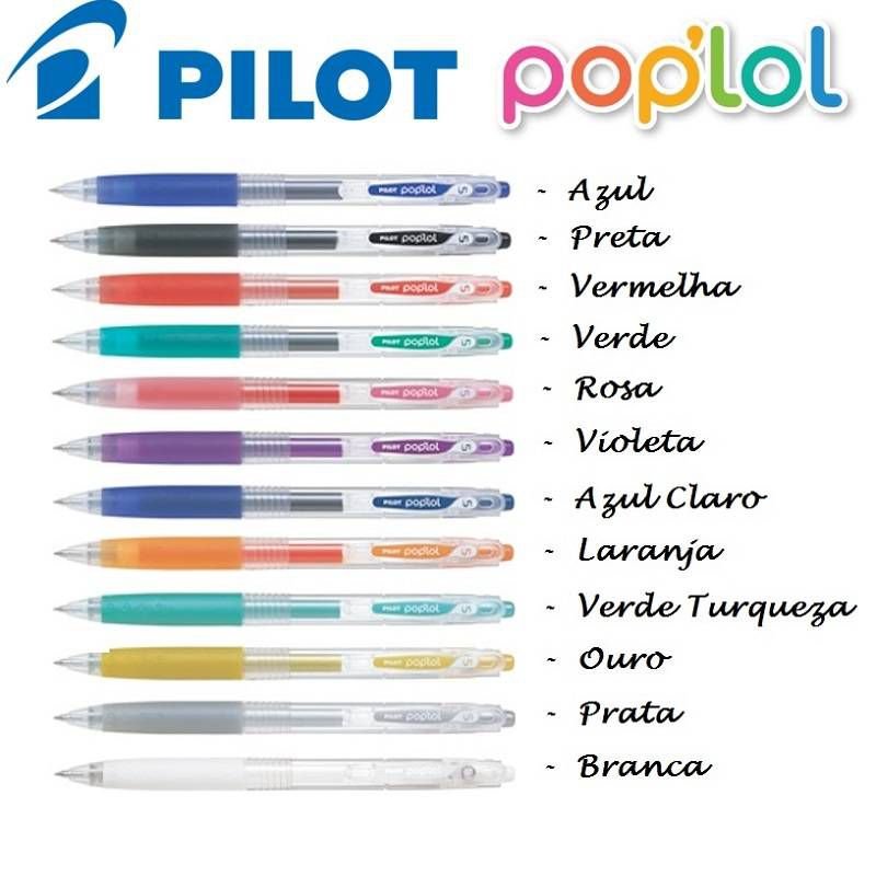 Kit 9 Canetas Gel - Pilot - Poplol Cores