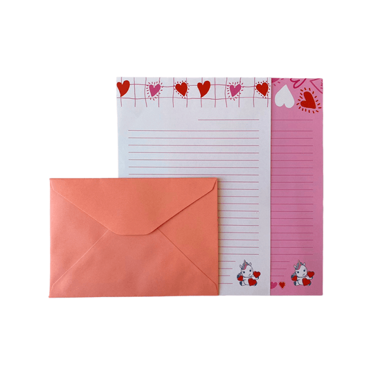 Kit Papéis de Carta - Papelaria Unicórnio -  Pink Mood c/ 2 Envelopes