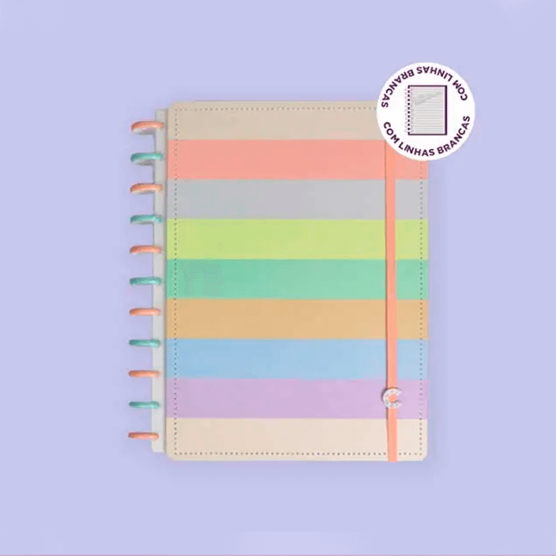 Caderno G+ - Caderno Inteligente - Arco-ìris Pastel Linhas Brancas Special Edition 140Fls 90g/m²