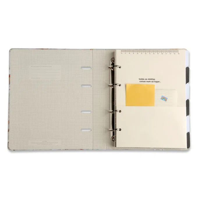 Caderno Criativo Argolado 17x24 Pautado - Cícero - Mármore Branco