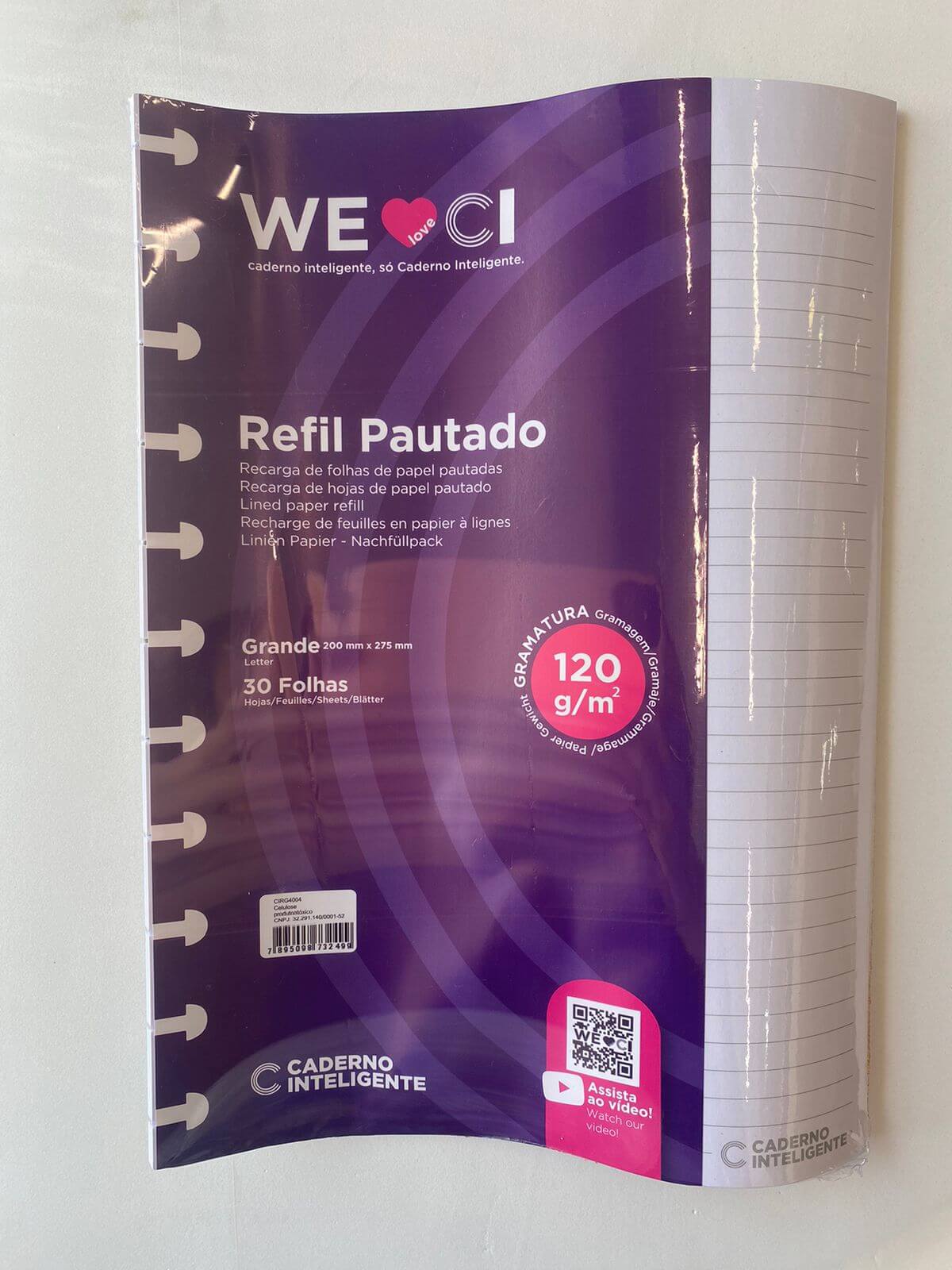 PEQUENO DEFEITO - Refil Grande - Caderno Inteligente - Pautado 120g/m² 30 Folhas