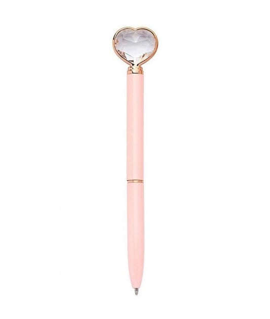 Caneta Esferográfica - Molin - Coração de Diamante Rosa