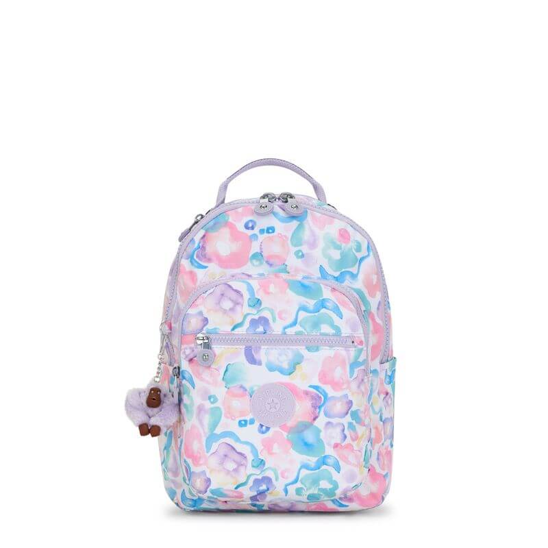 Mochila Seoul S - Kipling - Aqua Flowers