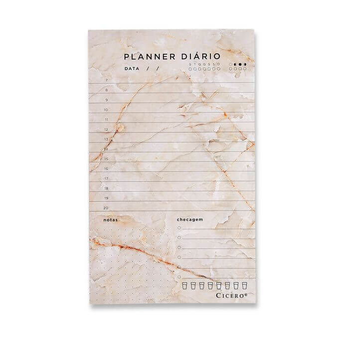 Planner Bloco Diário - Cícero - Mármore Branco