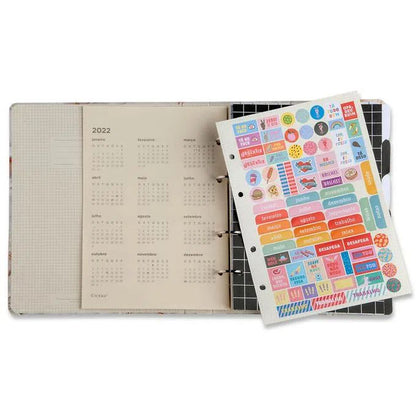 Caderno Criativo Argolado 17x24 Pautado - Cícero - Mármore Branco