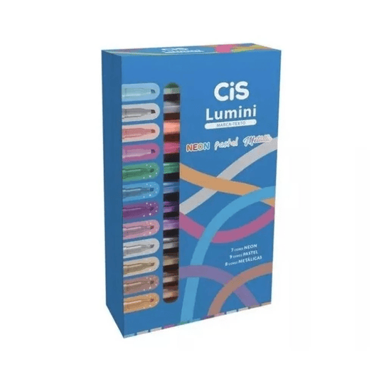 Marca-Texto - CIS - Lumini 7 Cores Neon,  9 Cores Pastel e 8 Metallic