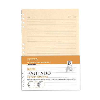 Refil Caderno Organizador - Cícero - Pautado 40 folhas Pólen 90g 17x24