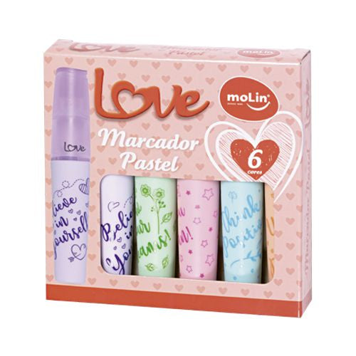 Marca Texto - Molin - Love Pastel - Caixa c/ 6 unidades