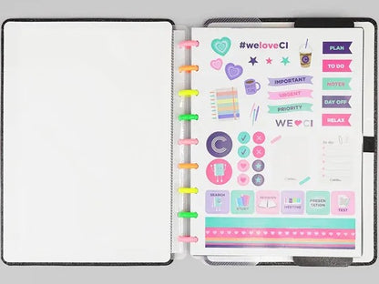 Caderno Médio- Caderno Inteligente - Let's Glitter Neon Black 80 Folhas 90g/m²