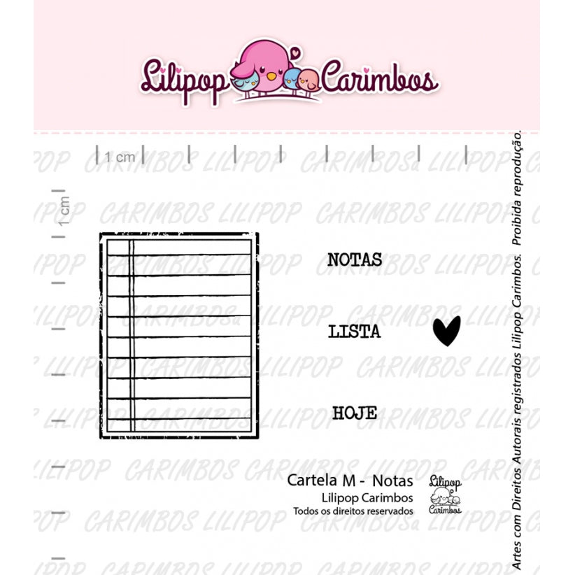 Cartela de Carimbos Média - Lilipop - Notas