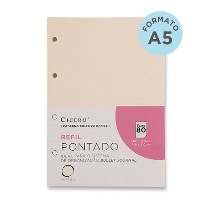 Kit Refil Caderno Criativo A5 Cícero - Pautado, Pontado, Quadriculado e Sem Pauta