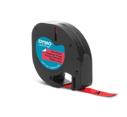 Fita Plástica para Rotulador LetraTag - Dymo - 12mm x 4m Vermelho