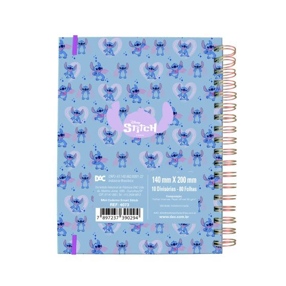 Caderno Smart Mini A5 - DAC - Stitch 80 Folhas 90g/m² c/ 10 Divisórias