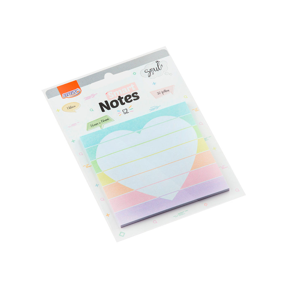 Bloco Adesivo Smart Notes  - BRW - Coração Pautado 30 Folhas 76x76mm