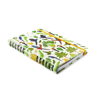 Caderno Organizador - Cícero - Duo Pássaros Pautado & Pontado A5 Floresta Tropical Branco