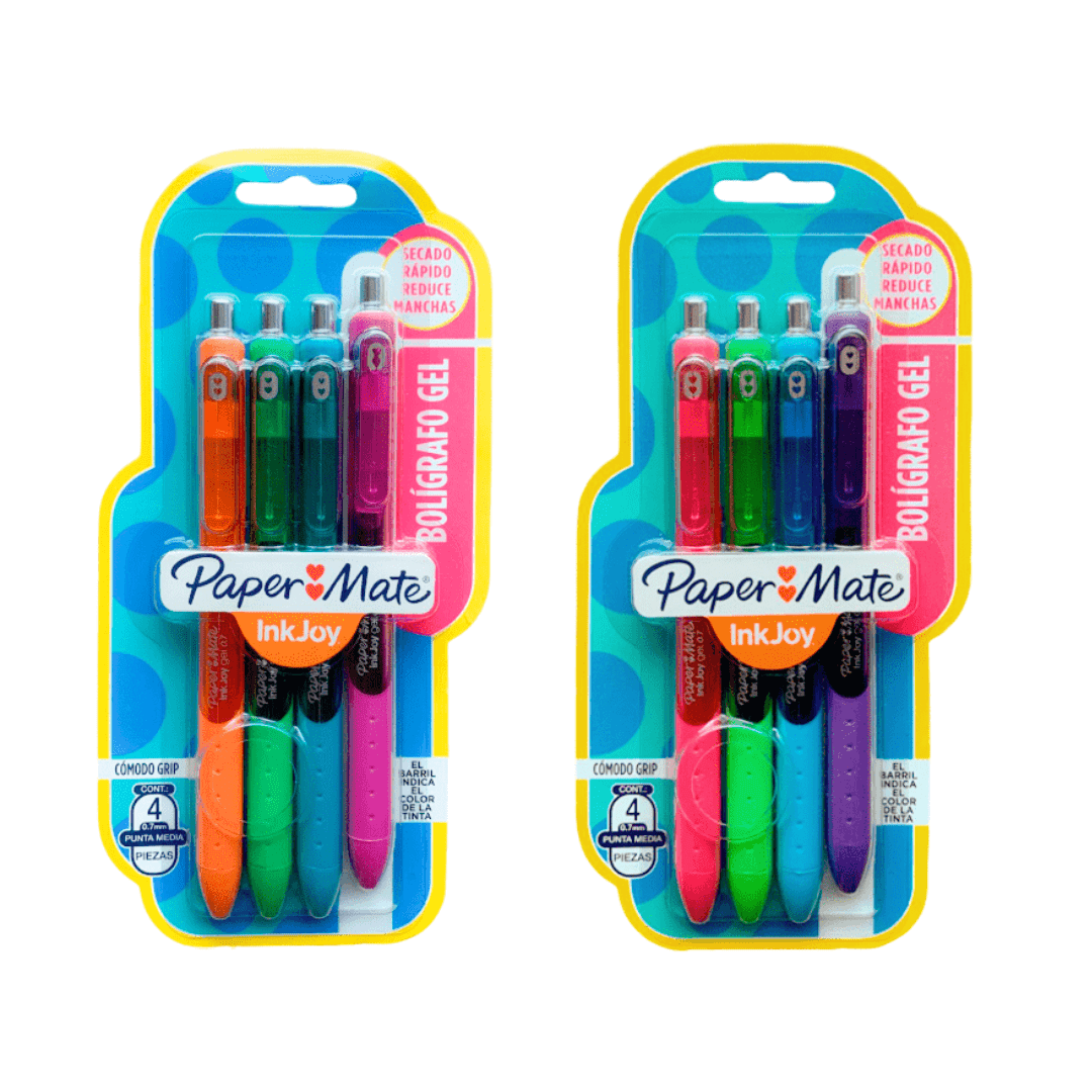 Caneta Gel - Paper Mate - InkJoy Retrátil 0.7mm c/ 4 Cores