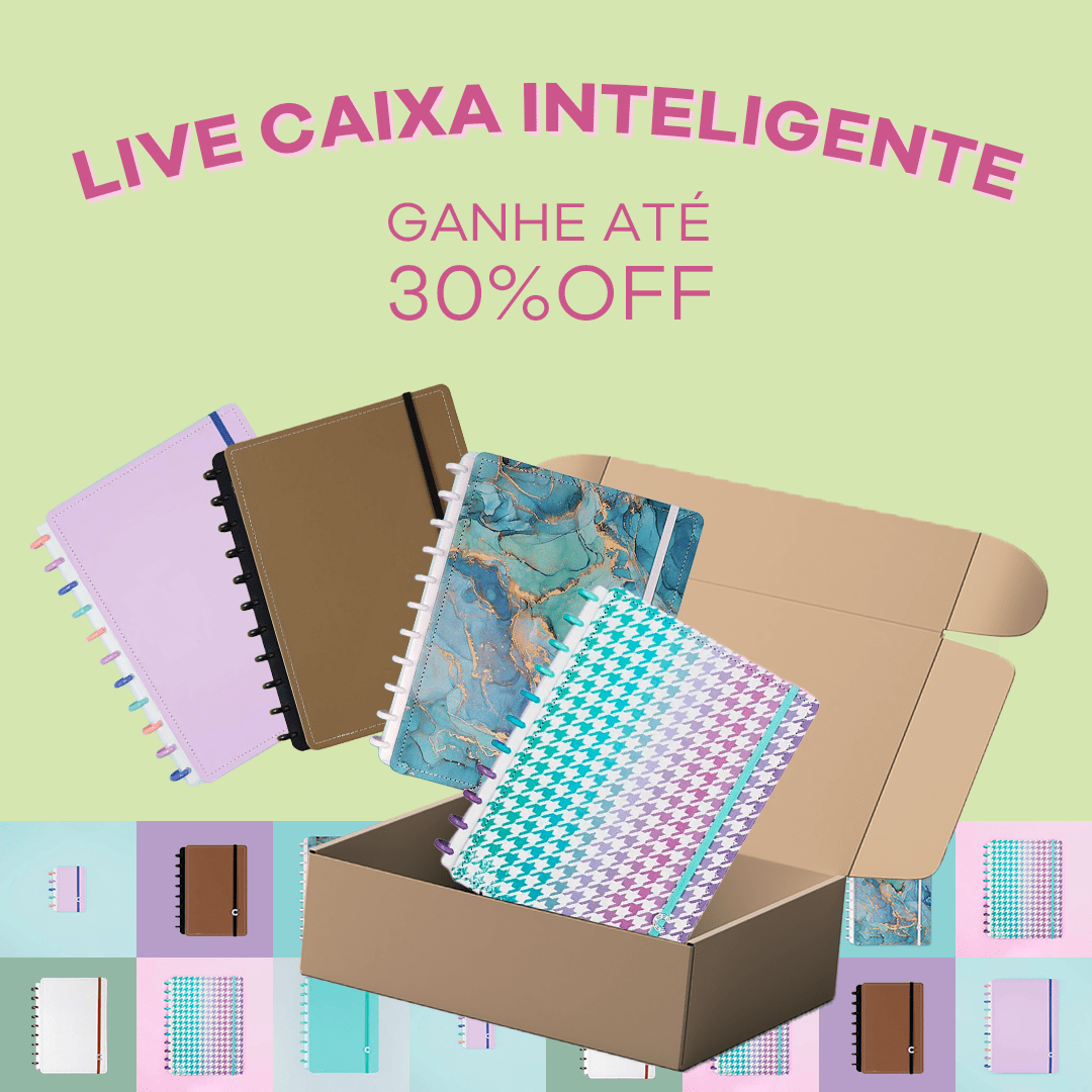 Caixa Inteligente - Papelaria Unicórnio + Caderno Inteligente até 30% Off