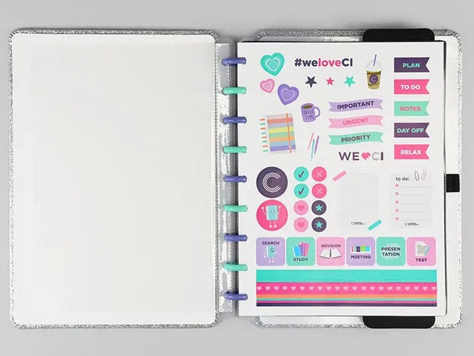 Caderno Médio- Caderno Inteligente - Let's Glitter Silver 2.0 80 Folhas 90g/m²