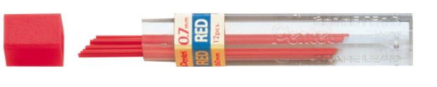 Grafites 0.7mm - Pentel - Vermelho 1 Tubo com 12 unidades