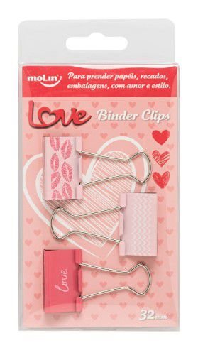 Binder Clips 32mm - Molin Love - 3 unidades
