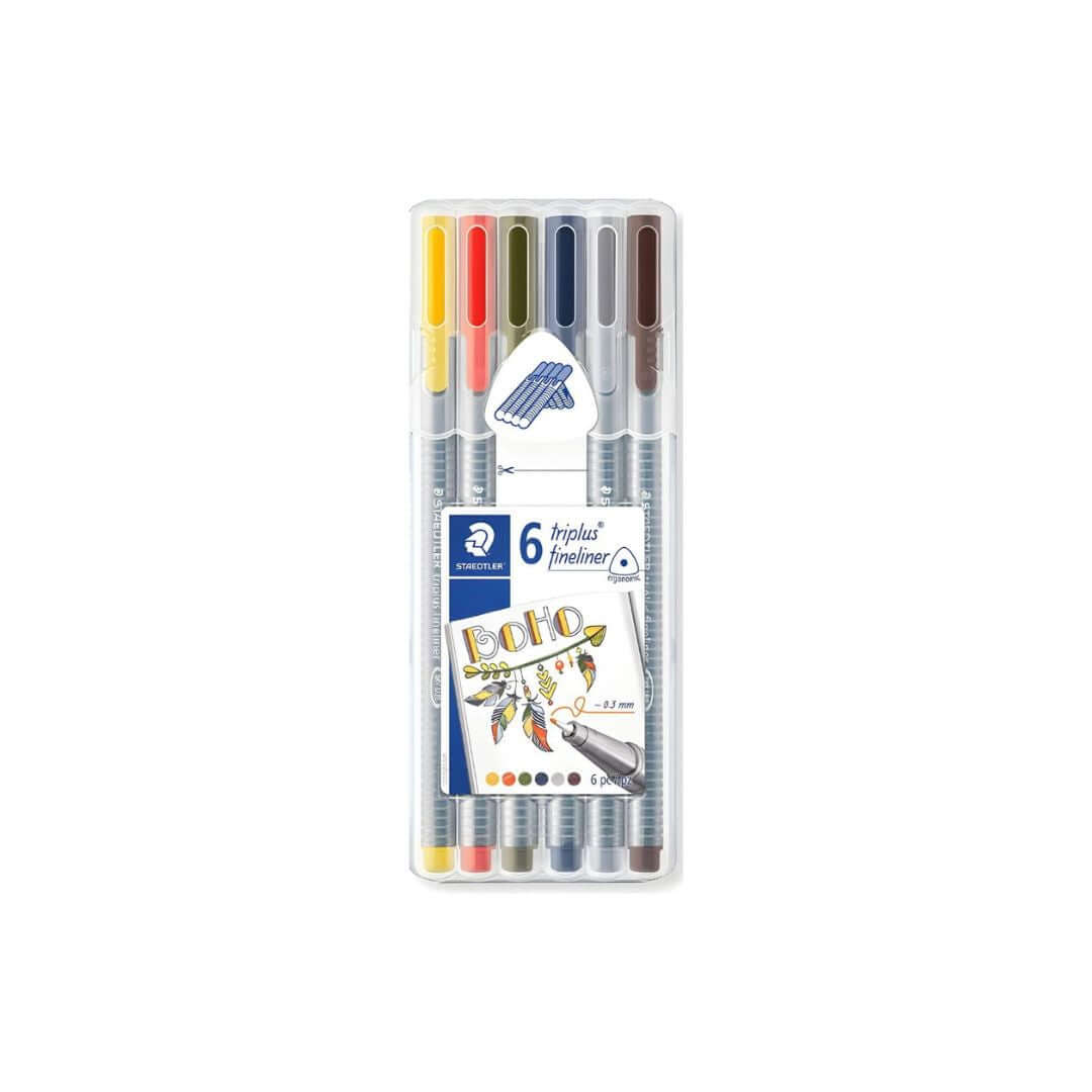 Caneta Fineliner - Staedtler - 0,3mm - 6 Cores Triplus Boho