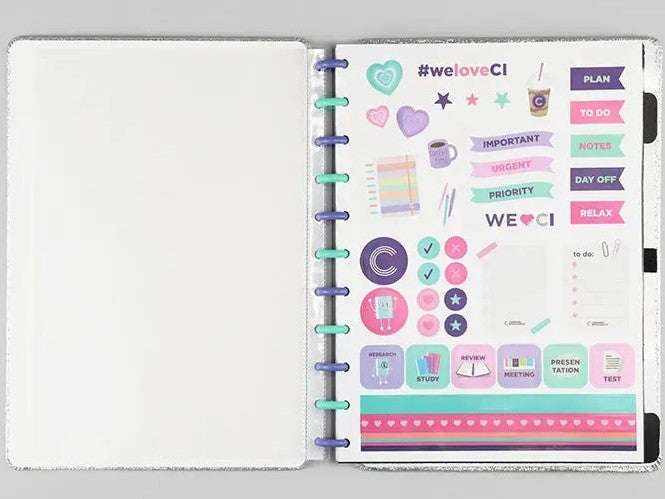 Caderno Grande- Caderno Inteligente - Let's Glitter Silver 2.0 80 Folhas 90g/m²