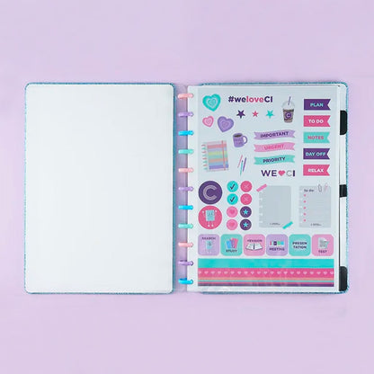 Caderno Grande - Caderno Inteligente - Let's Glitter Ocean Blue 80 Folhas 90g/m²